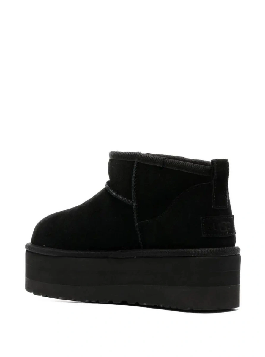 Botine UGG 'Classic Ultra Mini' negre din piele - Img 3