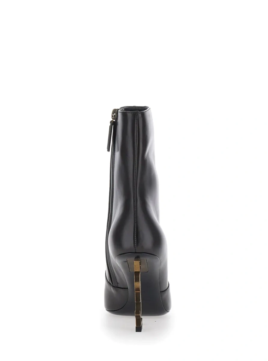 Botine 'VICKY' brown Boots with pointed design and heel with logo in leather for women - Img 4