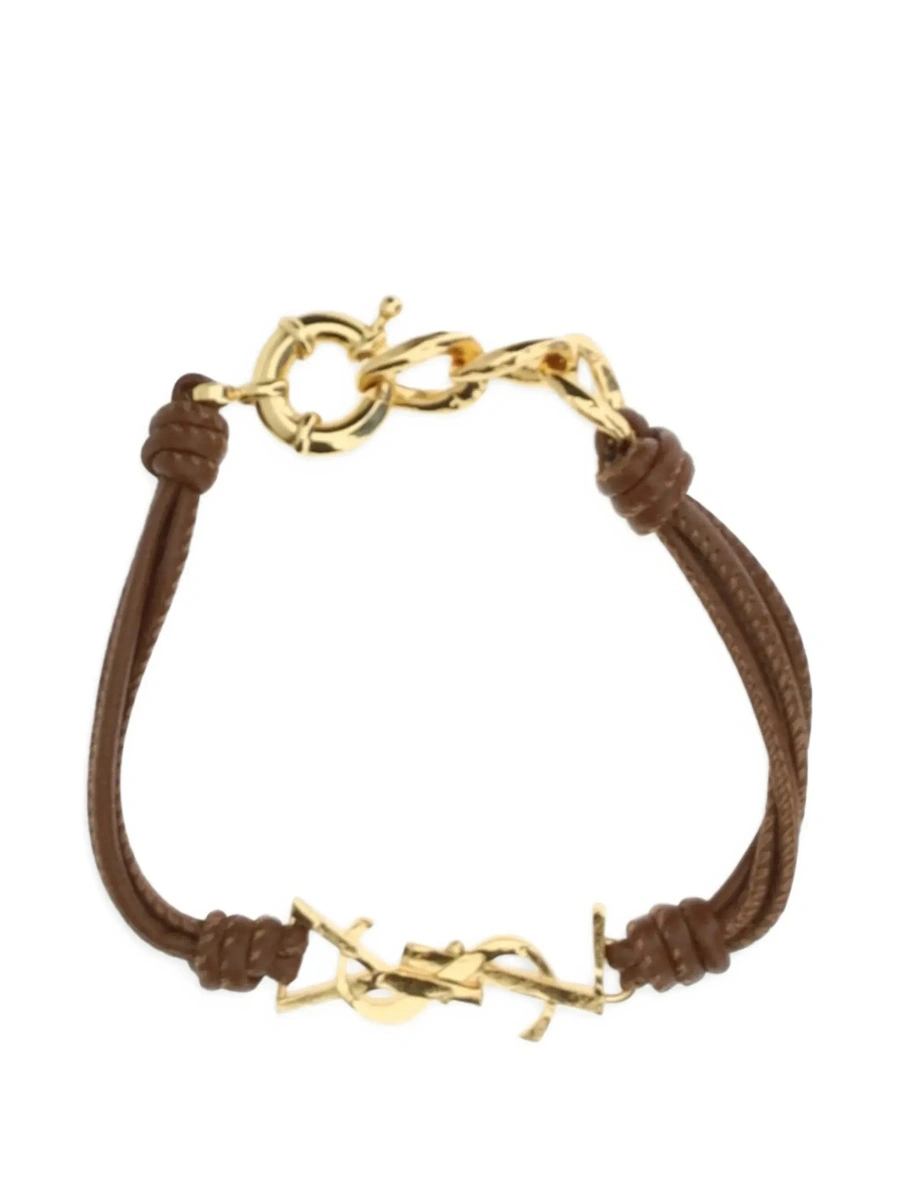 Bratara Saint Laurent gri din piele si metal - Img 3