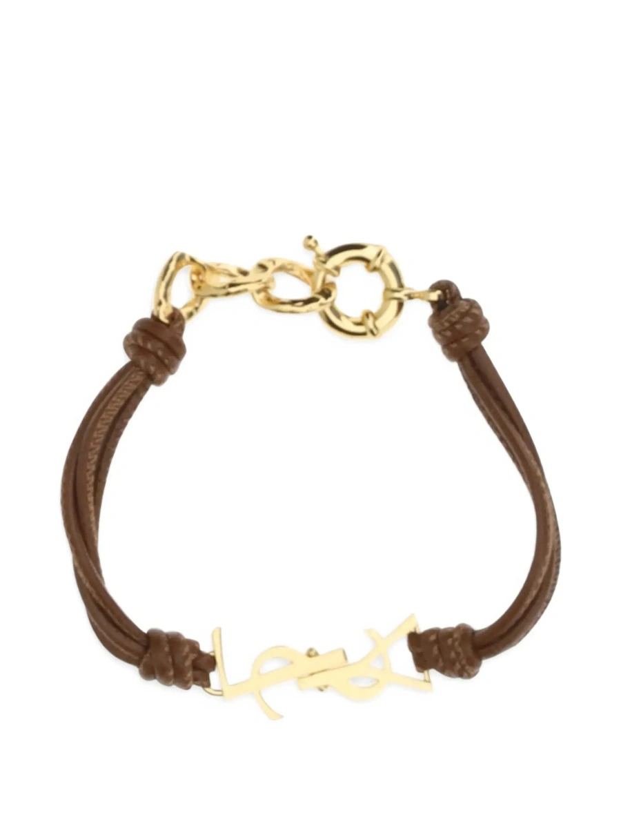 Bratara Saint Laurent gri din piele si metal - Img 4