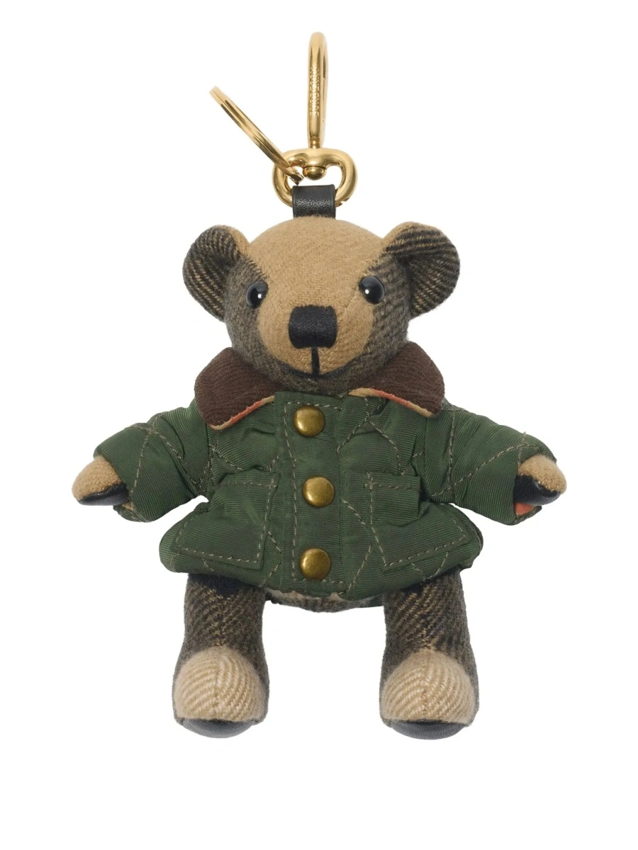 Brelocuri 'Thomas Countryside' Green Keychain with Bear Charm and Clasp in Cashmere and Metal for Women - Img 4