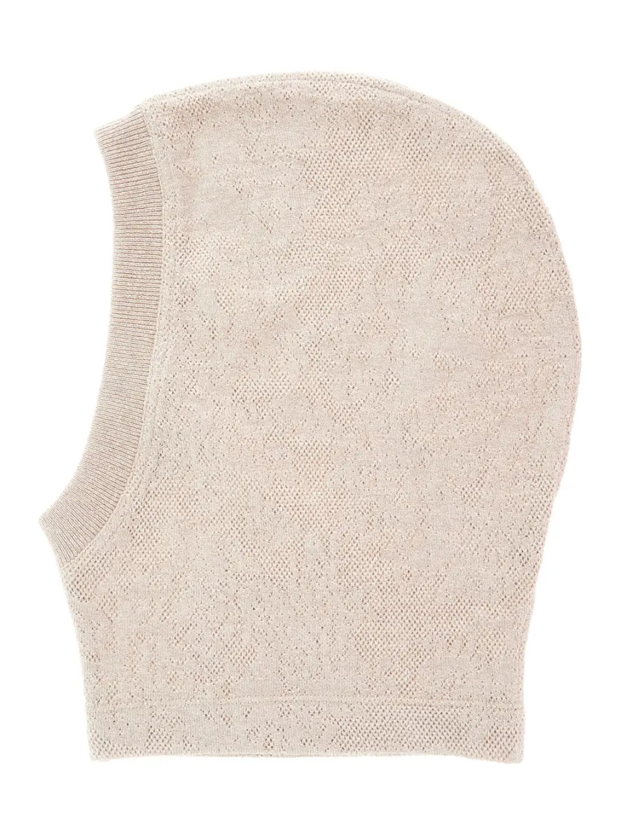 Caciula Beige balaclava hat with ribbed edges in wool blend for women - Img 2