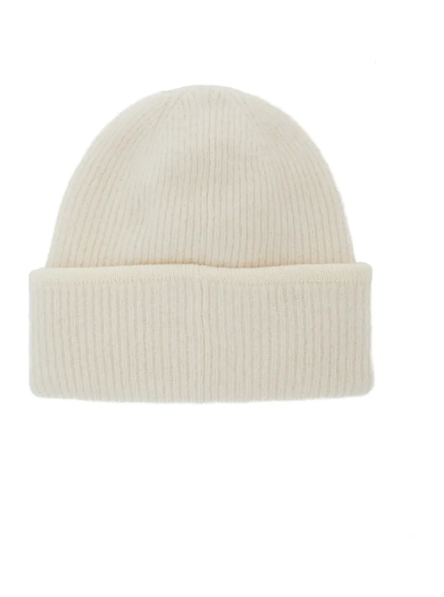 Caciula Hat 'Le Bonnet Gros Grain' with logo patch on the front and ribbed knit in white men - Img 2