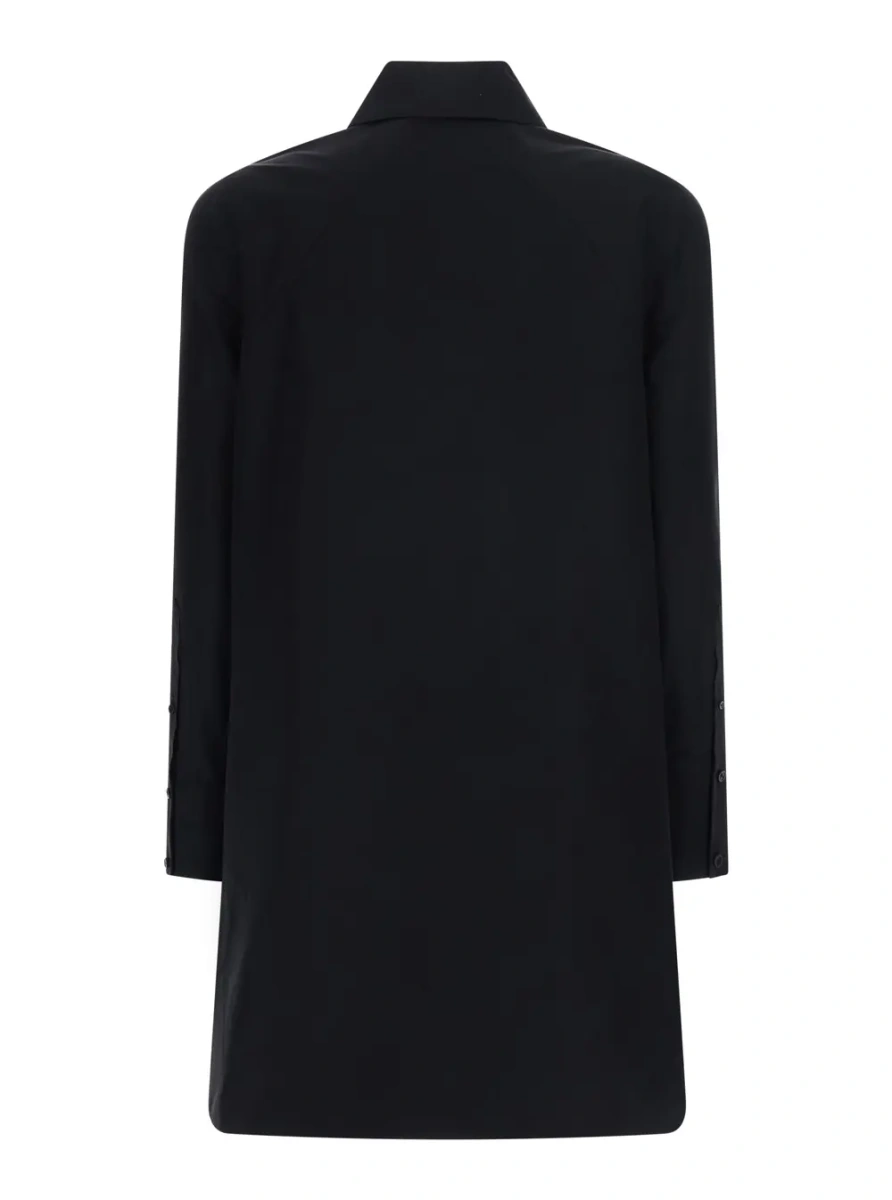 Camasa A-Line Shirt in cotton poplin with collar and long sleeves black for women - Img 2