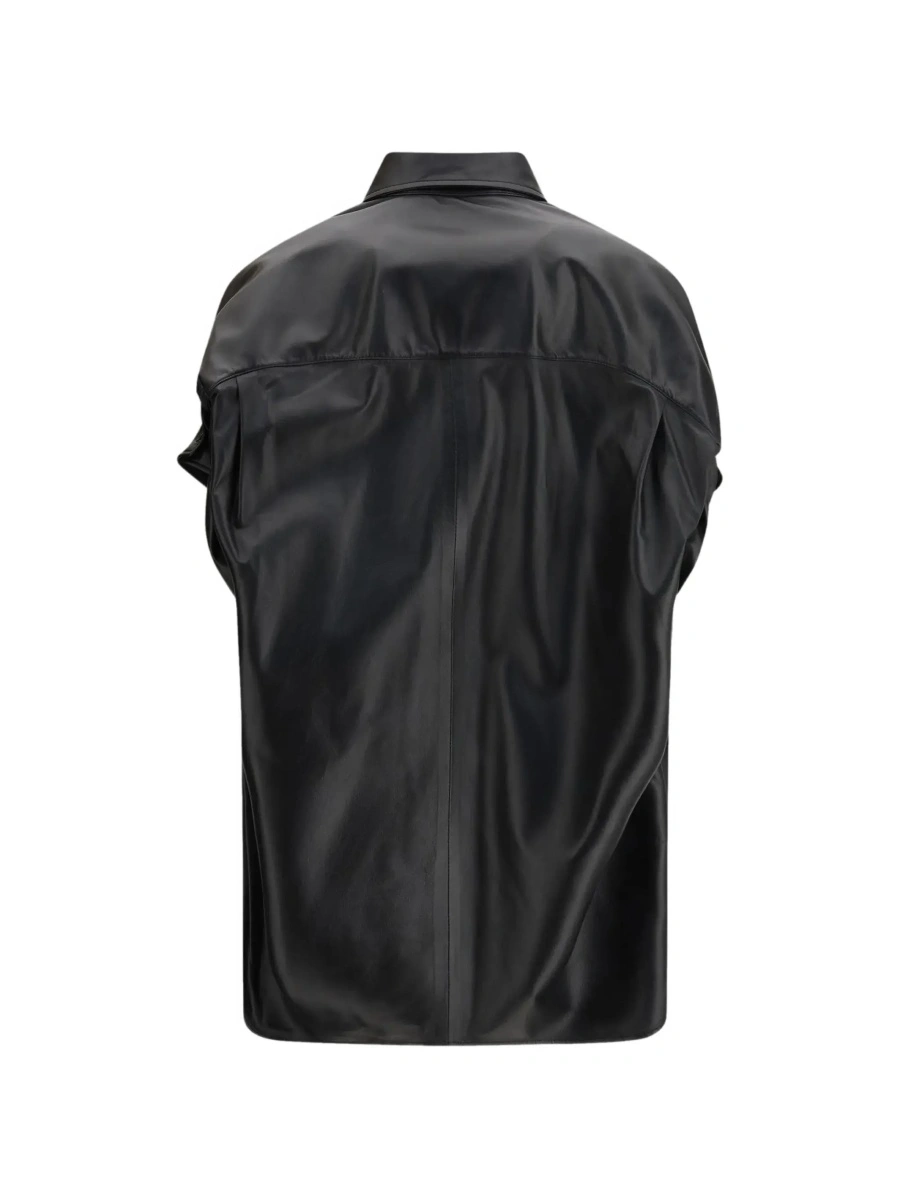 Camasa Balenciaga neagra din piele - Img 4