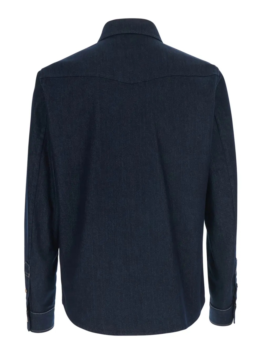 Camasa Blue Shirt with classic collar and two patch pockets on the front in denim for men - Img 2