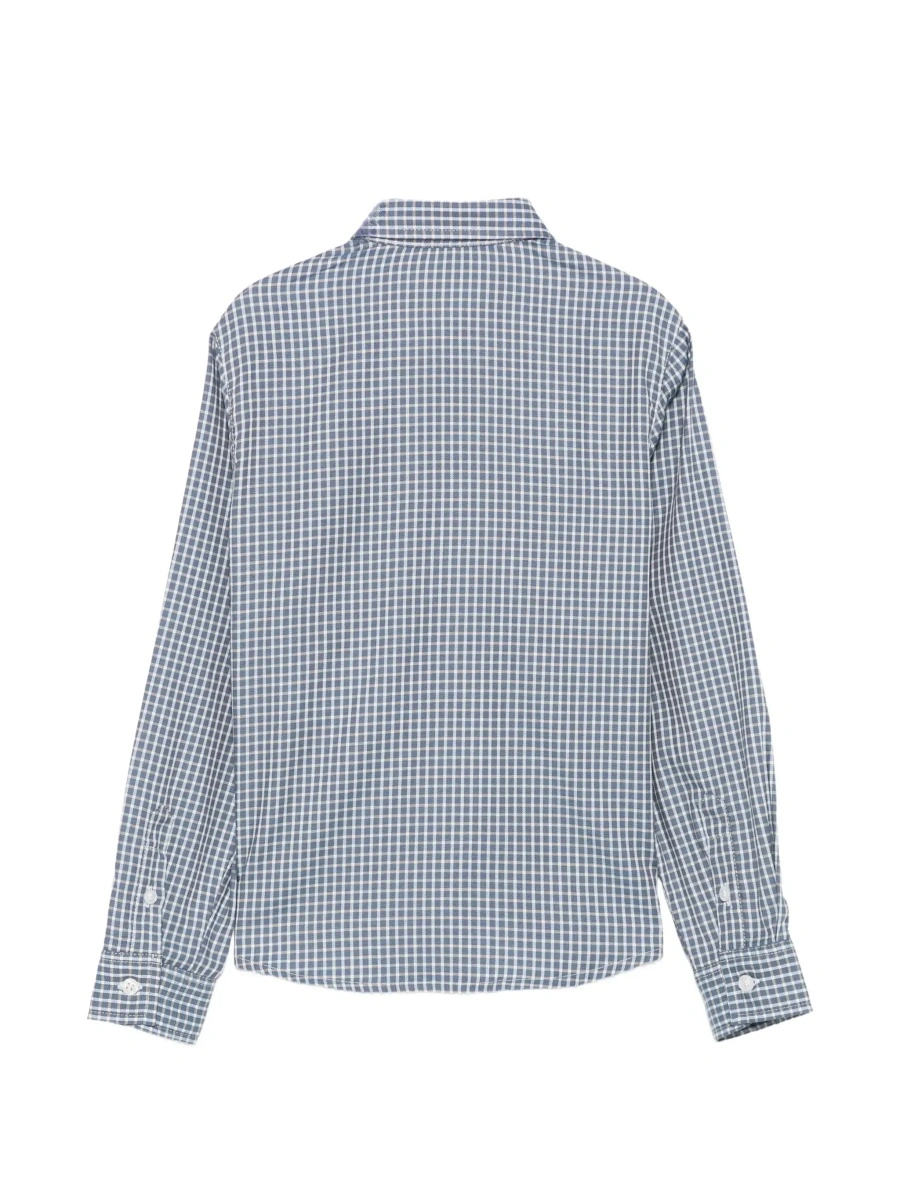 Camasa Blue Shirt with logo embroidery on the front and all-over check motif in cotton for boy - Img 4
