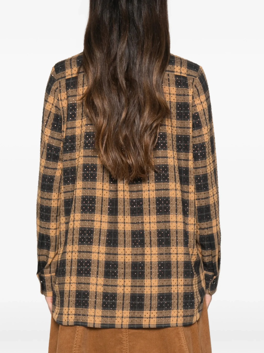 Camasa casual Barbellino check pattern Shirt with all-over micro rhinestones - Img 6
