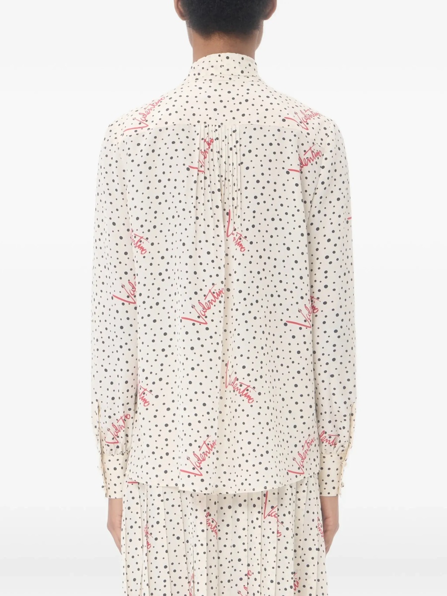 Camasa casual Crepe de chine bow-neck Shirt - Img 6