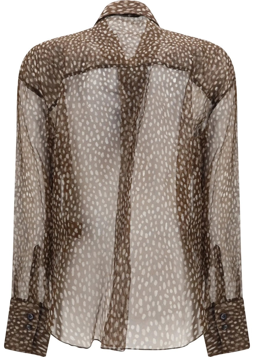 Camasa casual Dapple silk organza Shirt with neck tie - Img 2