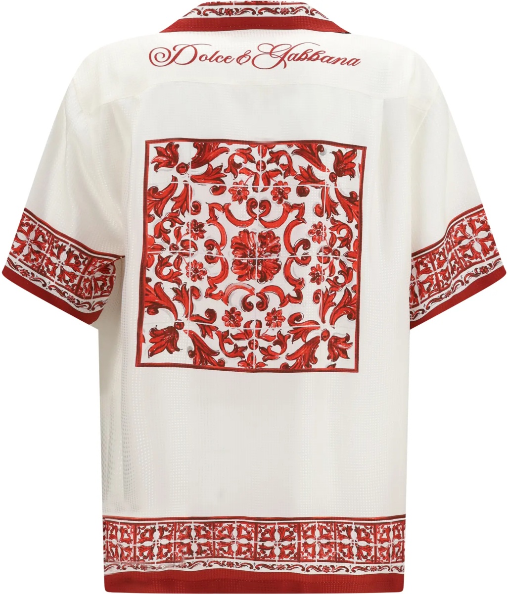 Camasa casual Hawaii Shirt in jacquard twill with majolica print - Img 2