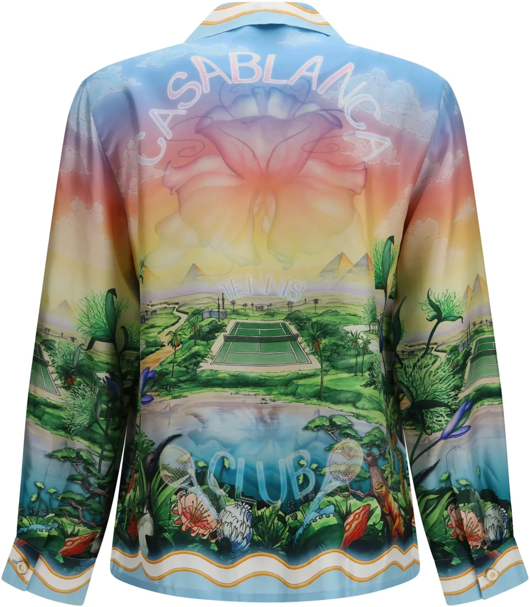 Camasa casual Tennis Club printed silk twill Shirt - Img 2
