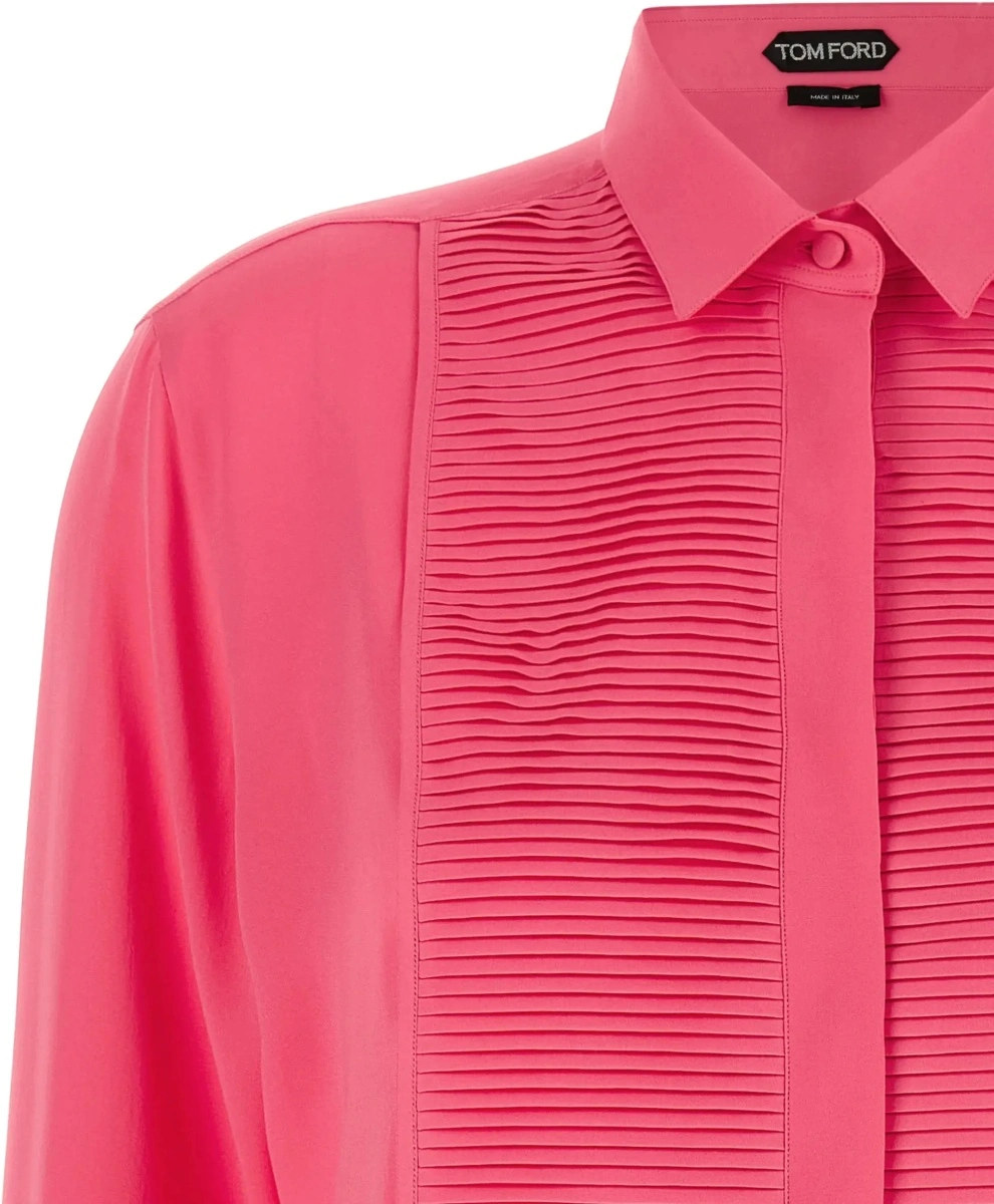 Camasa casual Tuxedo Shirt in silk with pleated bib - Img 5