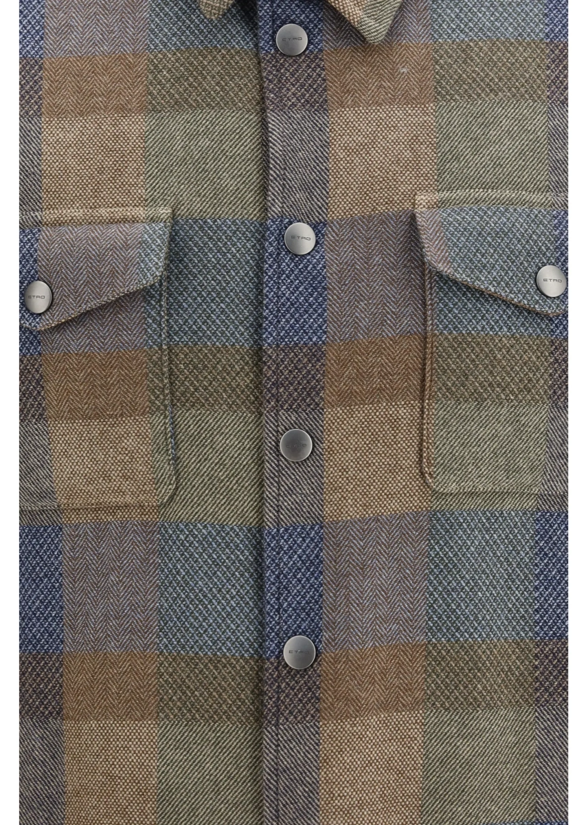 Camasa casual Wool and cashmere check Shirt - Img 3