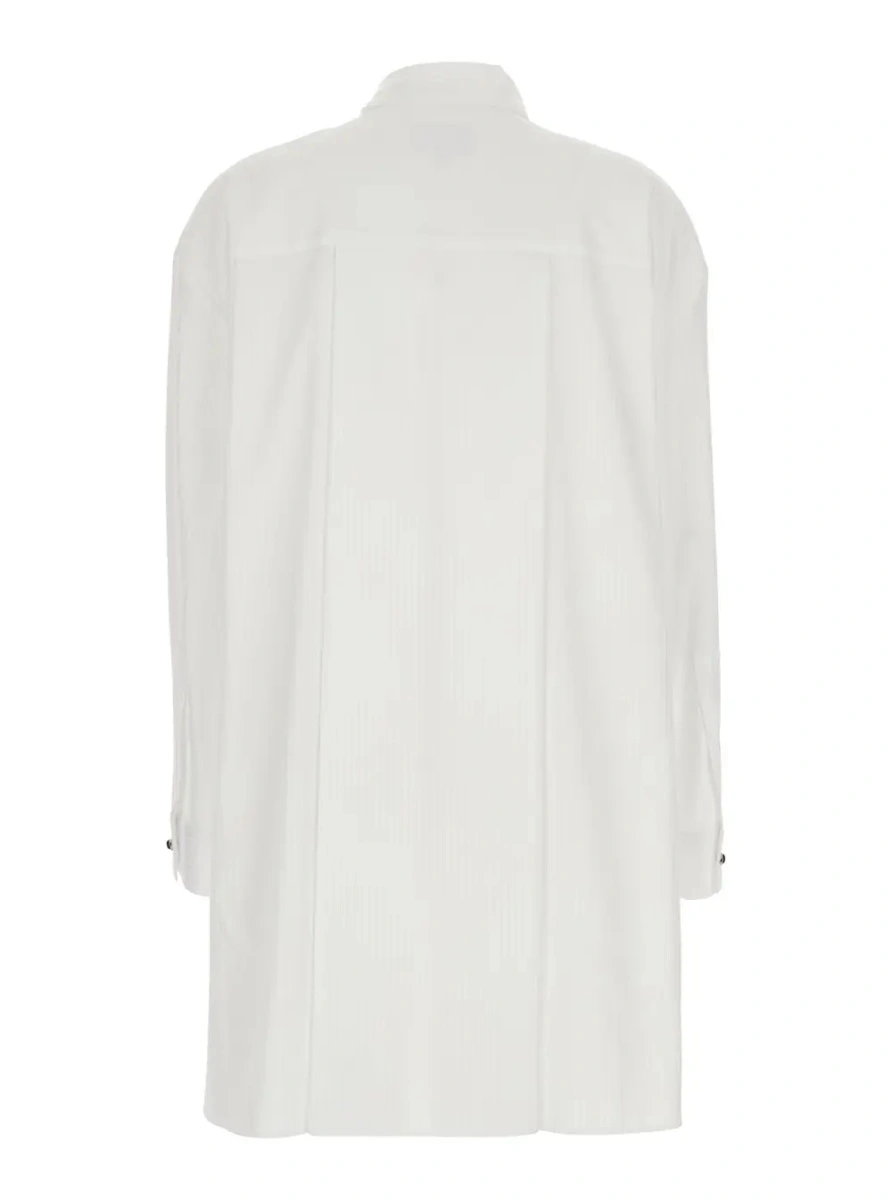 Camasa Emporio Armani alba din bumbac cu nod frontal si motiv in dungi - Img 2