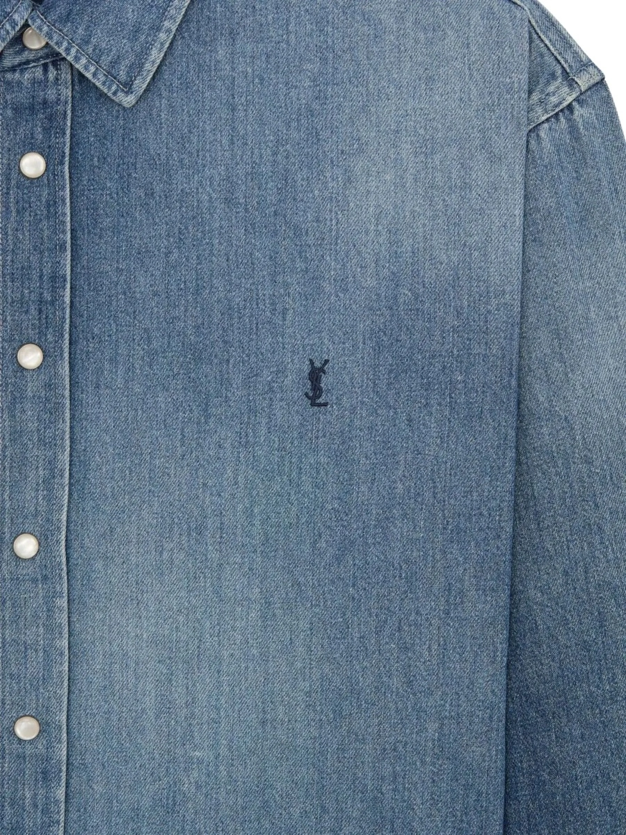Camasa Saint Laurent albastra din denim - Img 5