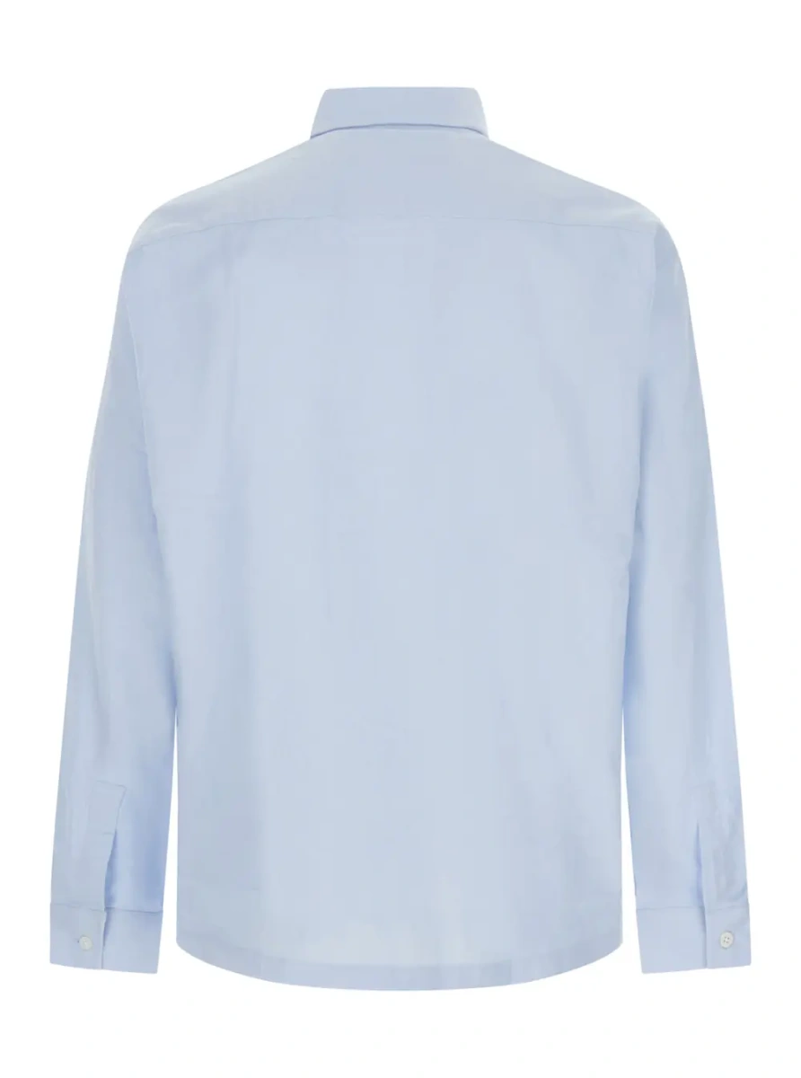 Camasa Shirt in organic cotton with classic collar and long sleeves in blue for men - Img 2