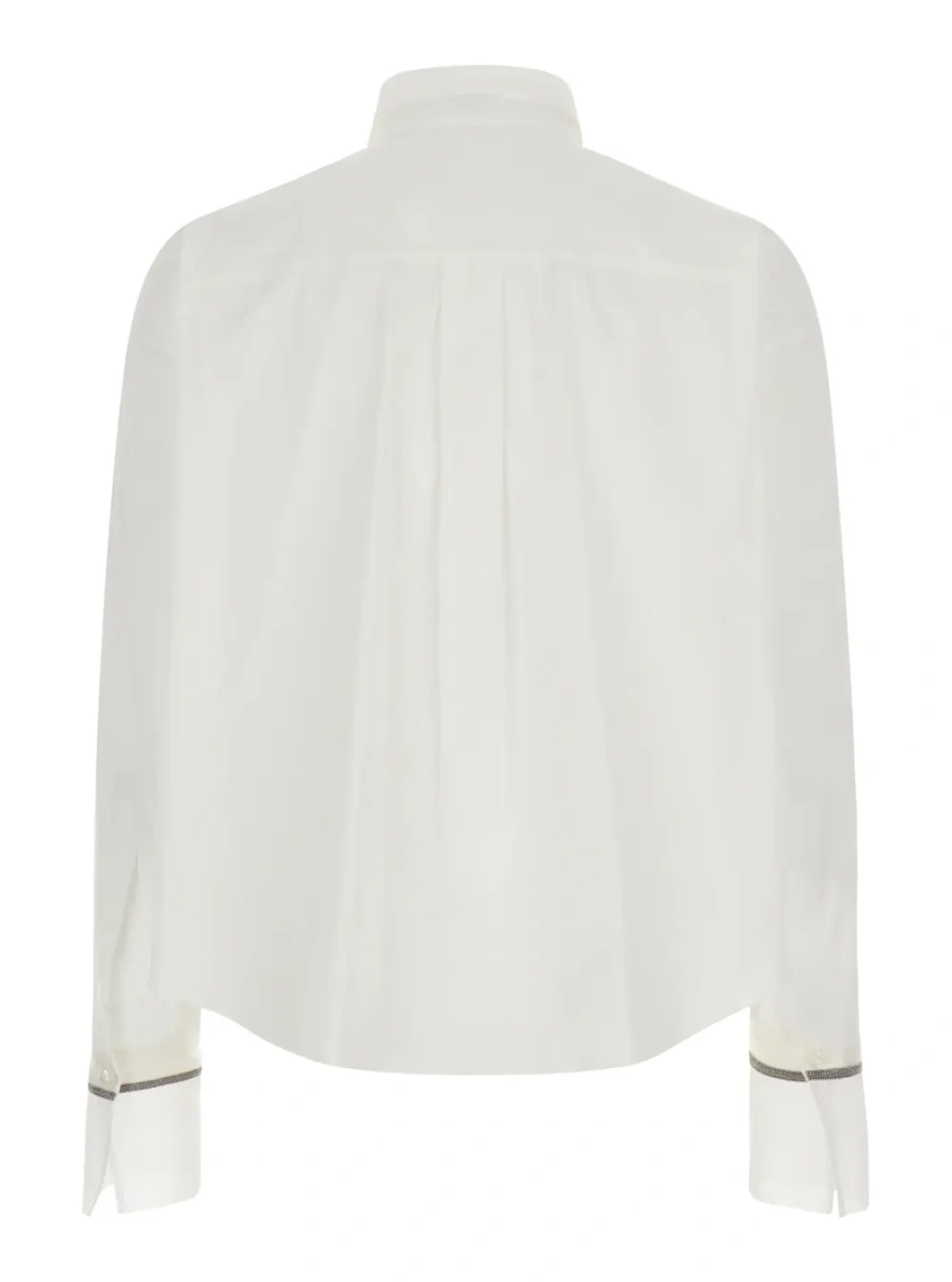 Camasa White Shirt with classic collar and Monile on the cuffs in cotton blend for women - Img 2
