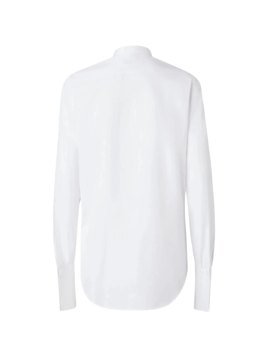 Camasa White Shirt with Mandarin Collar in Cotton Poplin for Women - Img 4