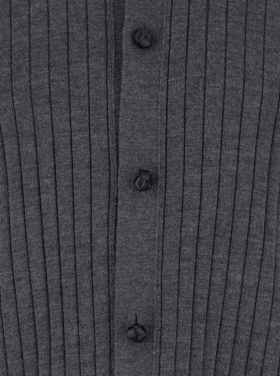 Cardigan Bottega Veneta gri din lana - Img 3