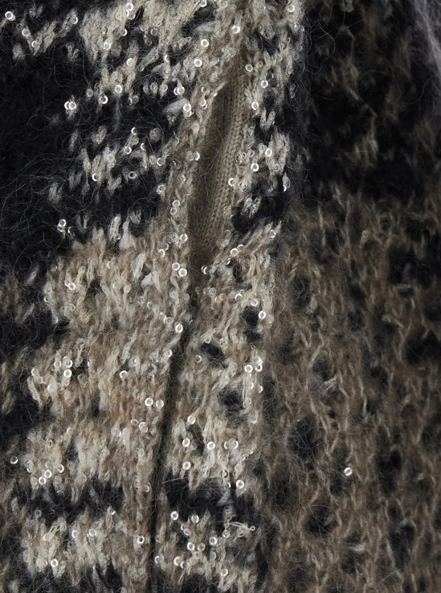 Cardigan Brunello Cucinelli multicolor din mohair si lana - Img 4