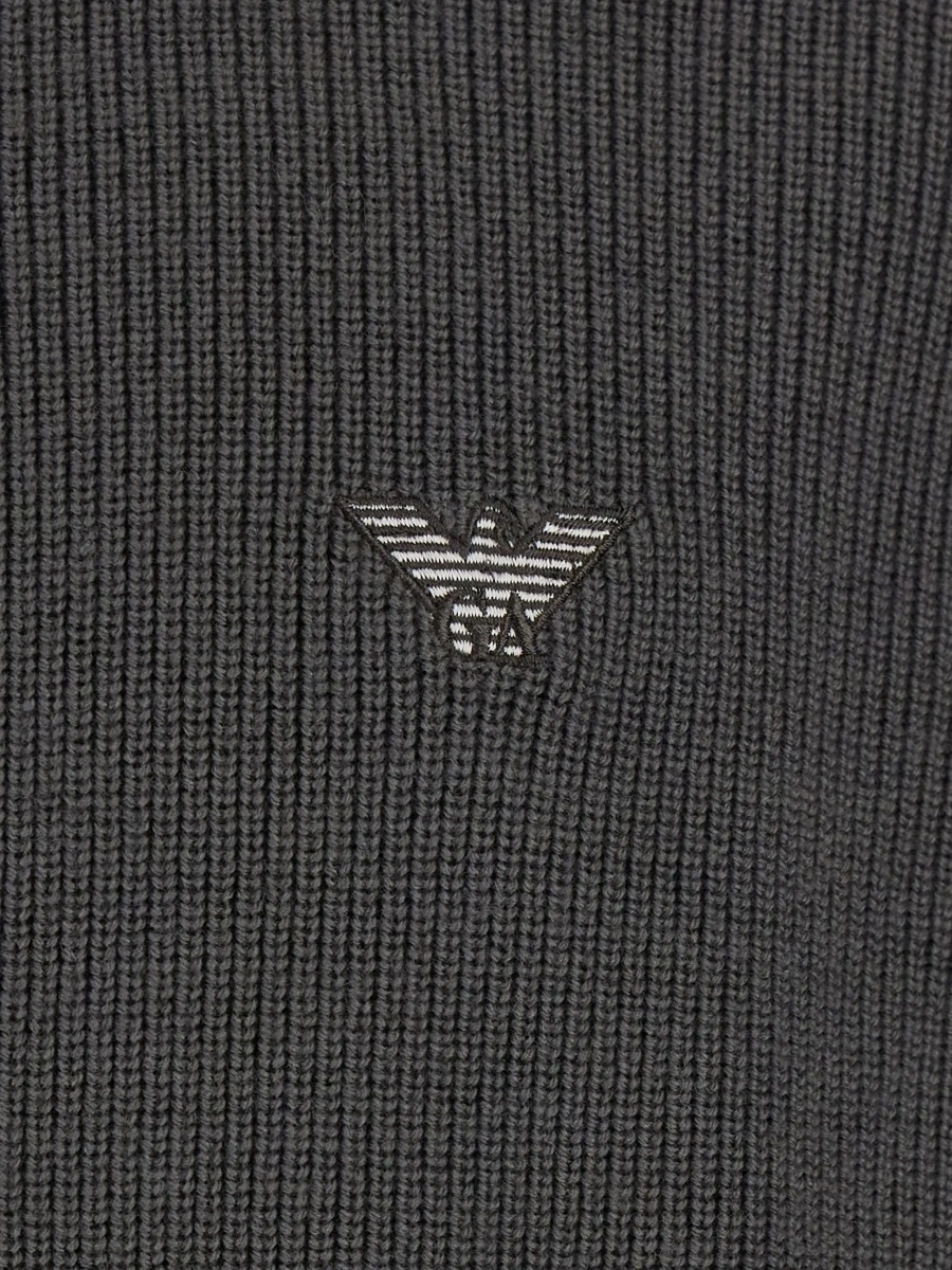 Cardigan Emporio Armani gri din lana si bumbac - Img 5
