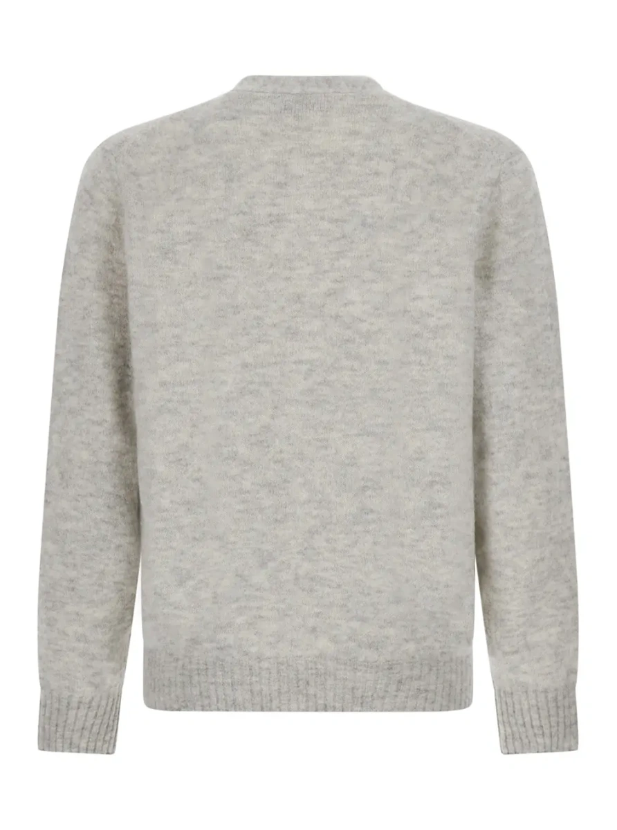 Cardigan grey V-neck cardigan with logo-engraved buttons in alpaca and cashmere blend for men - Img 2