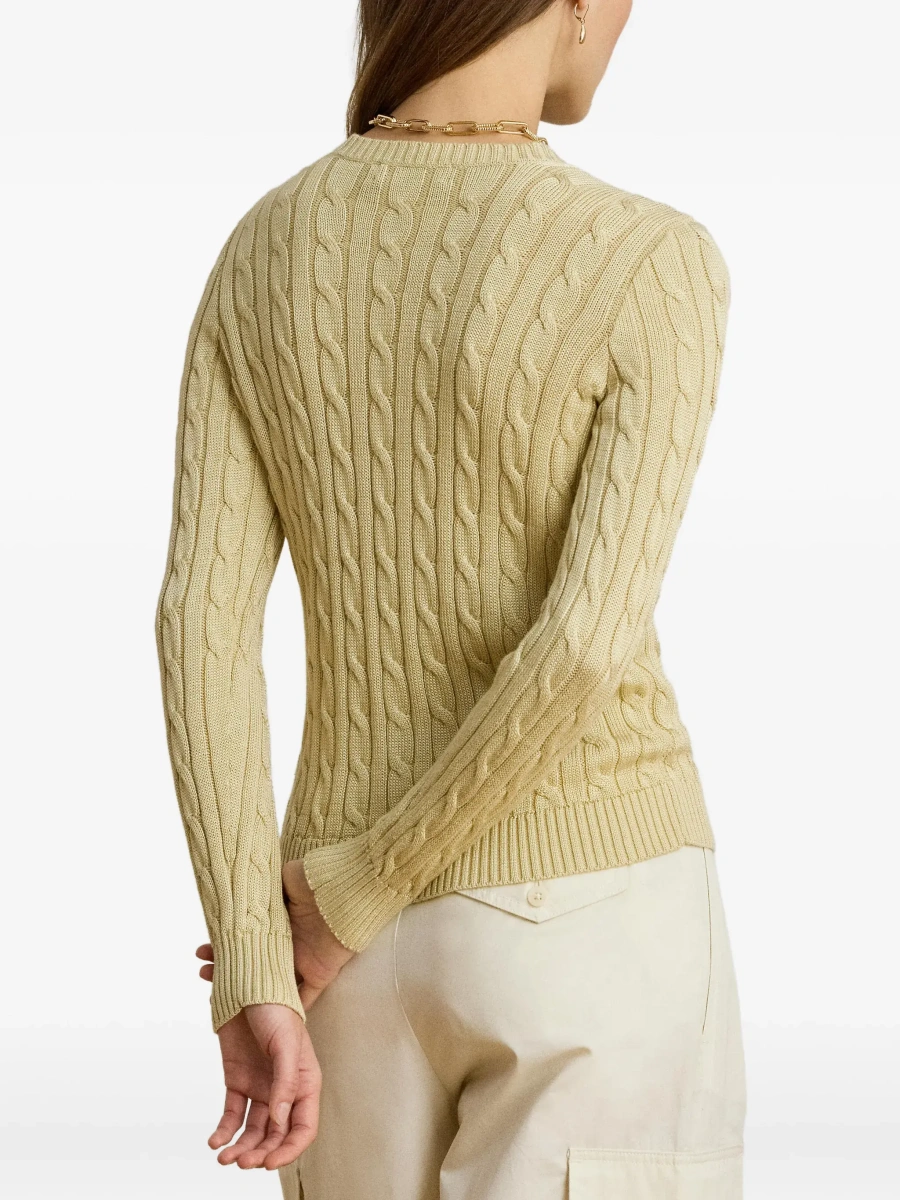 Cardigan Ralph Lauren bej din bumbac cu impletitura torsada - Img 7