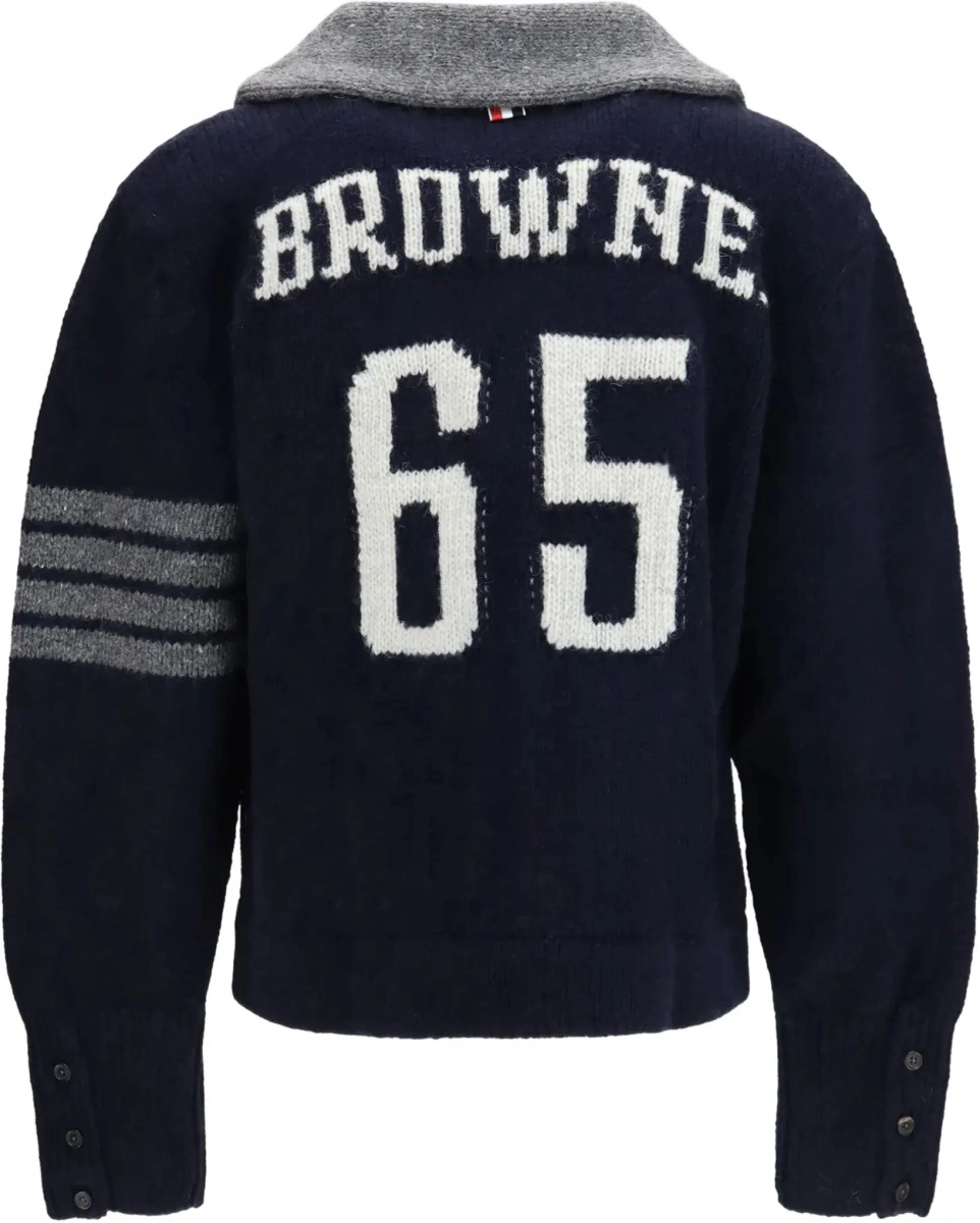 Cardigan Thom Browne albastru din jerse - Img 5