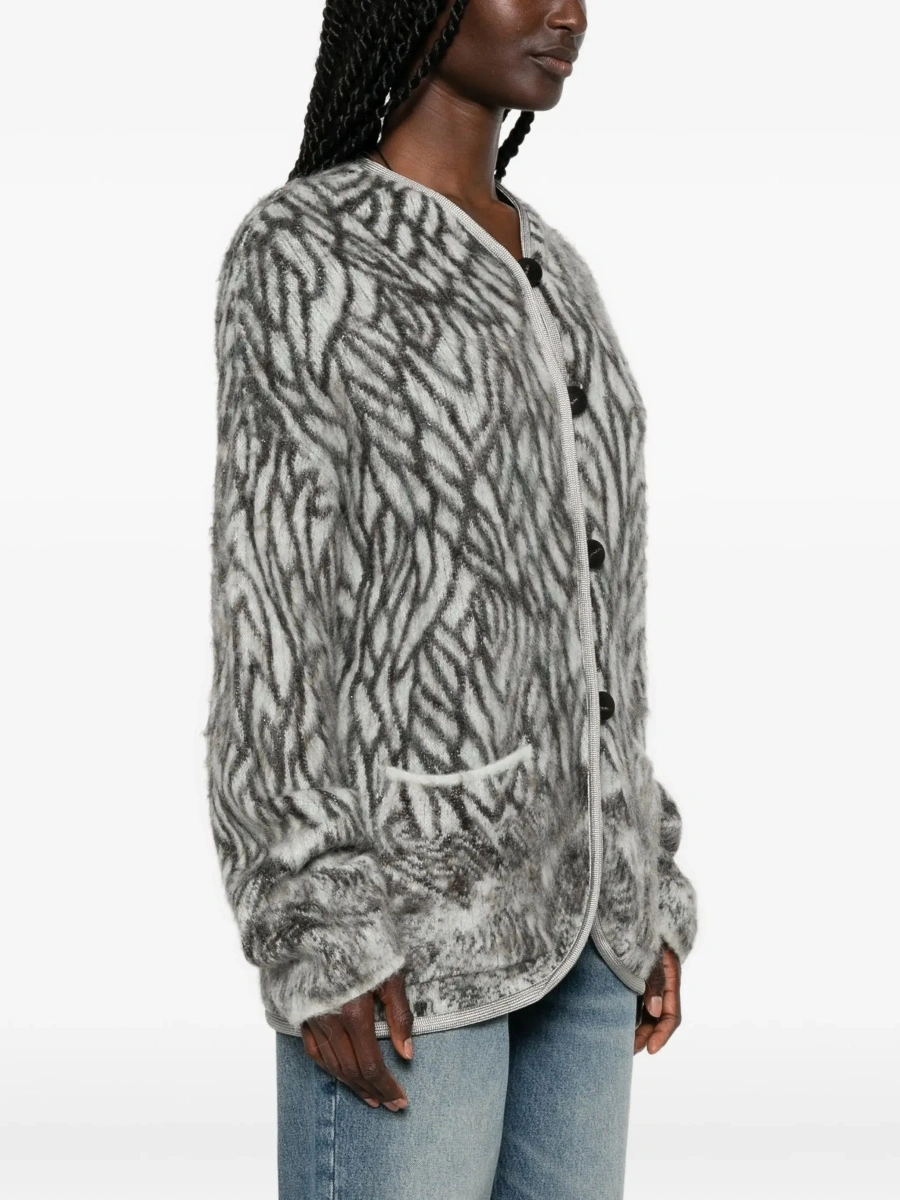 Cardigane Heron Feather motif brushed Cardigan - Img 5