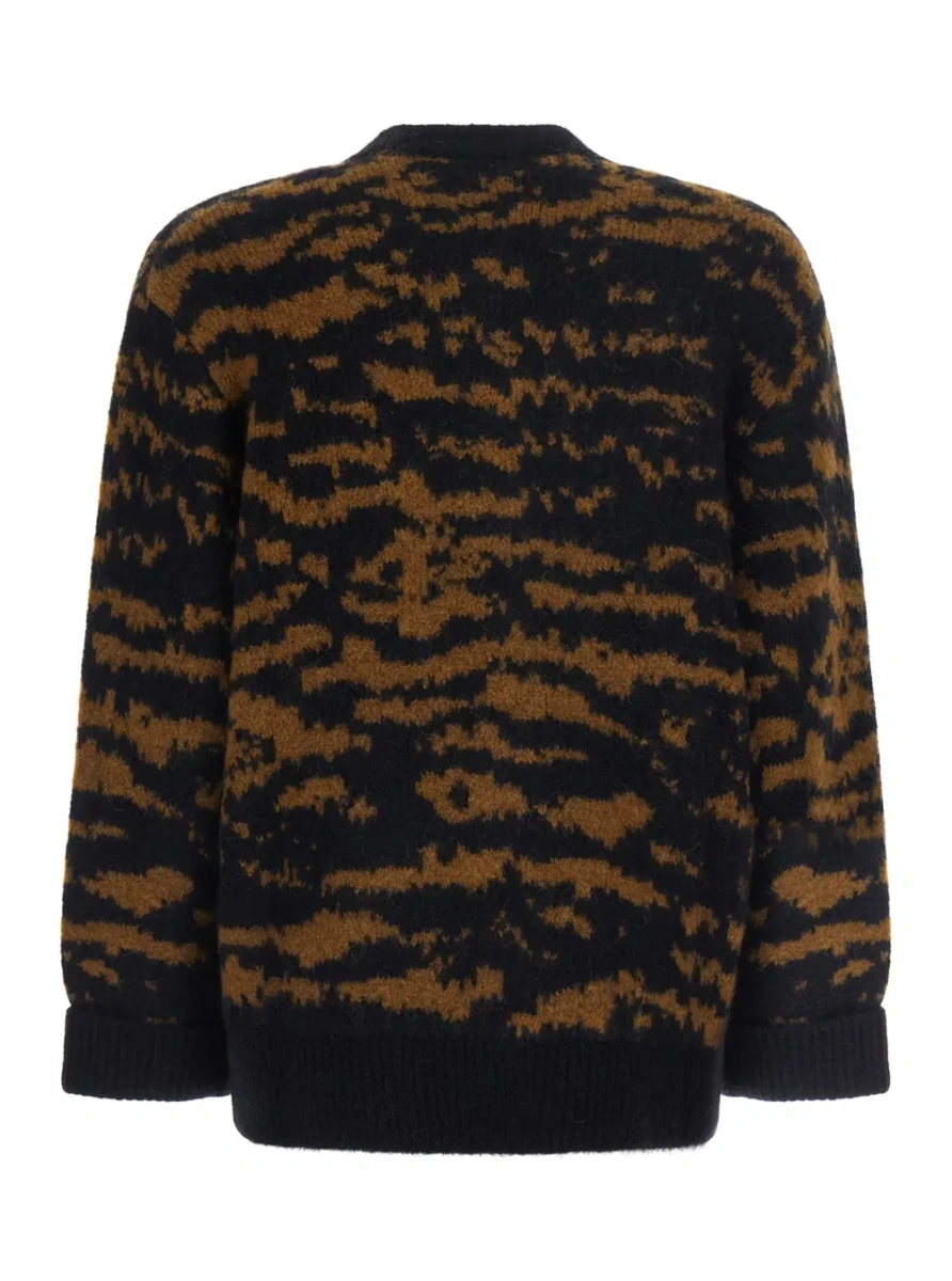 Cardigane MOMONÌ TINNA KNITWEAR CARDIGAN with V-neck, long sleeves, in Alpaca, Polyamide and Wool, in Brown, women - Img 2