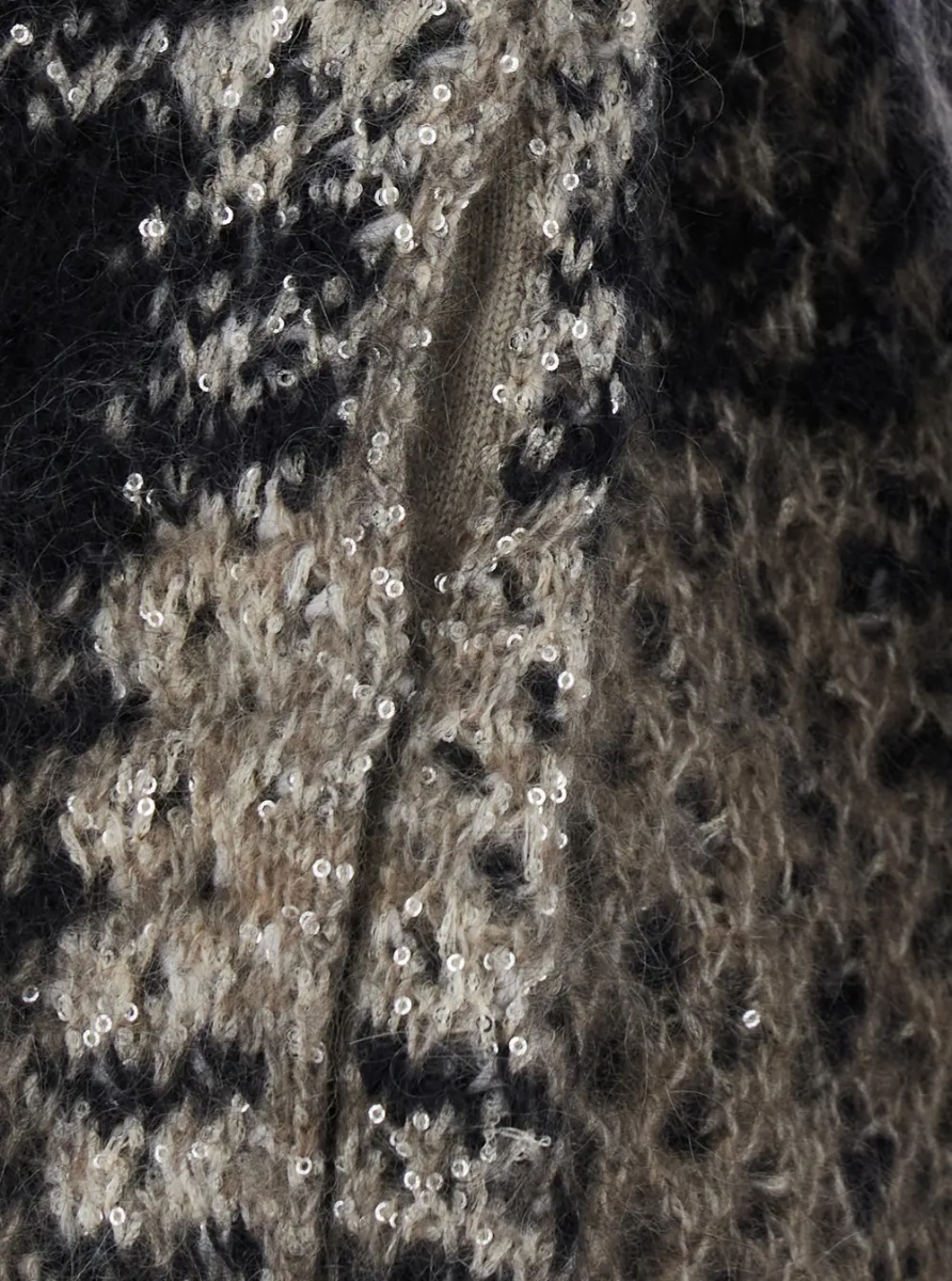 Cardigane Multicolor Cardigan with belt and all-over applied sequins in mohair and wool Blend women - Img 4