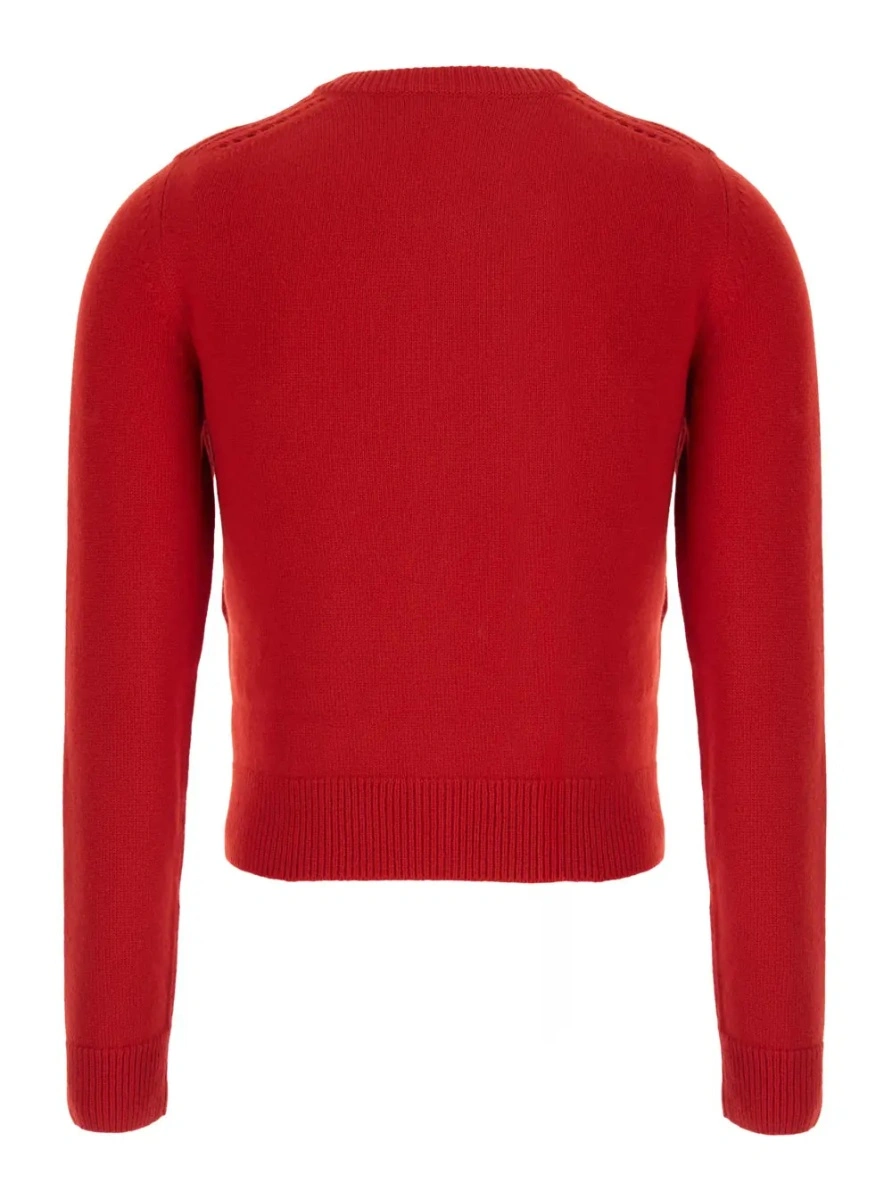 Cardigane Red Cashmere V-Neck Long Sleeve Cardigan for Women - Img 2