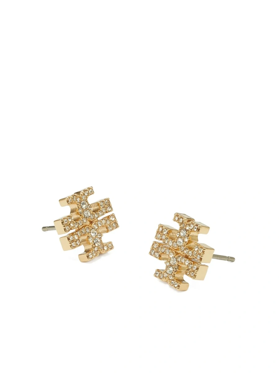 Cercei Tory Burch gri din alama placata cu aur - Img 4