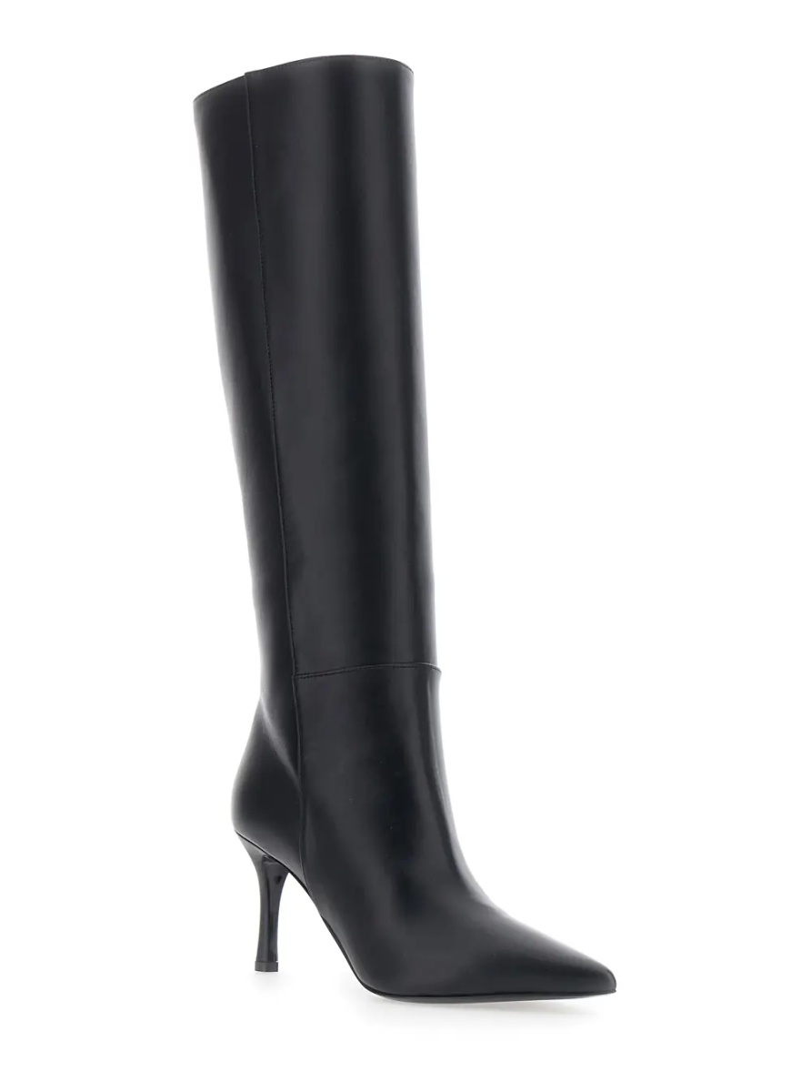 Cizme Black Knee-high heeled boots in leather for women - Img 2