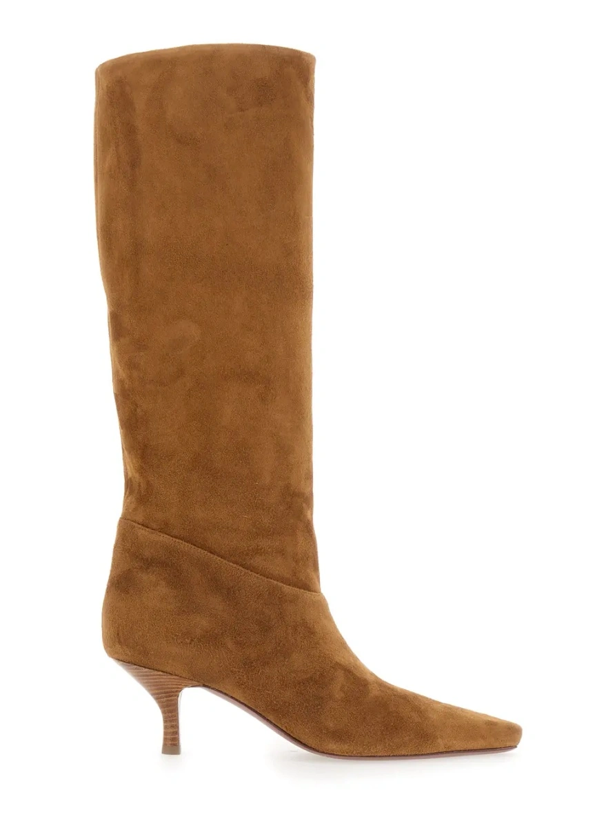 Cizme 'Rose' Brown Boots with Pointed Toe and High Heel in Suede for Women - Img 4