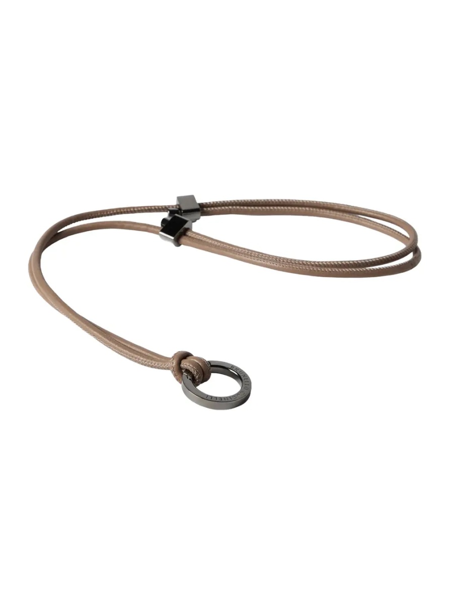 Coliere beige Necklace with engraved logo and key fobs in leather for women - Img 2