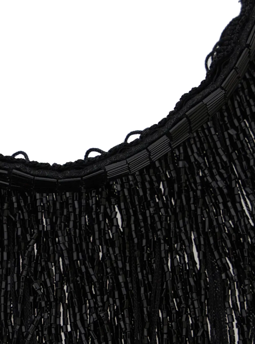 Coliere Black Necklace with fringed design and back closure in glass and acetate for women - Img 2