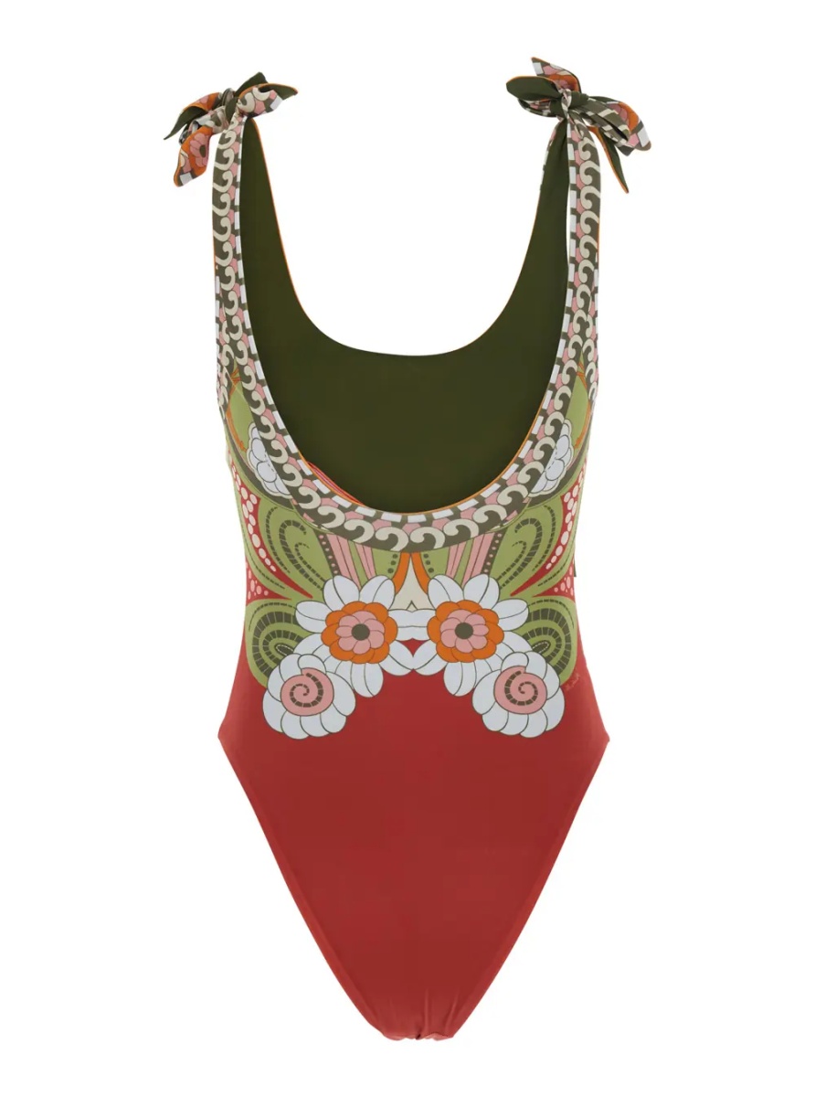 Costum de baie One-Piece Swimsuit with V-neck and thin straps, multicolor. - Img 2