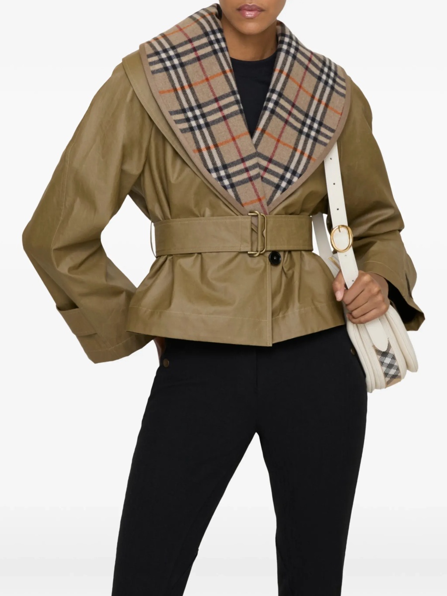 Cropped cotton Jacket with check quilting - Img 3