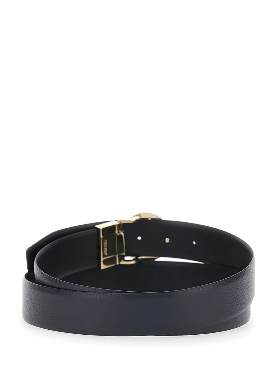 Curea Blue reversible belt with metal logo buckle in leather men - Img 2