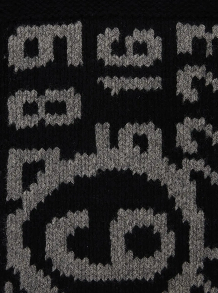 Esarfa black Scarf with embroidered logo on the front in wool blend for boy - Img 3