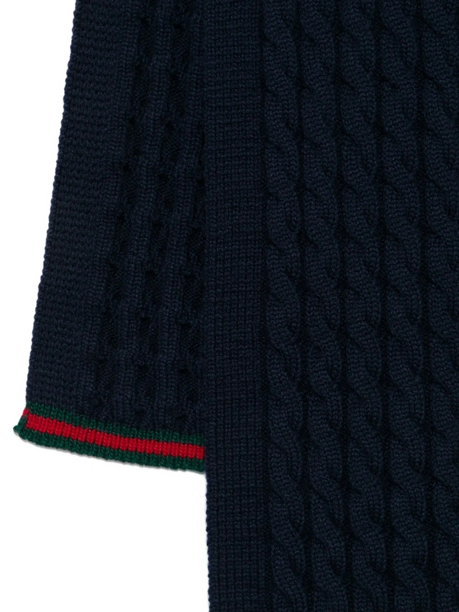 Esarfa Blue Scarf with Web Hem and Tricot Knitting in Wool Boy - Img 4