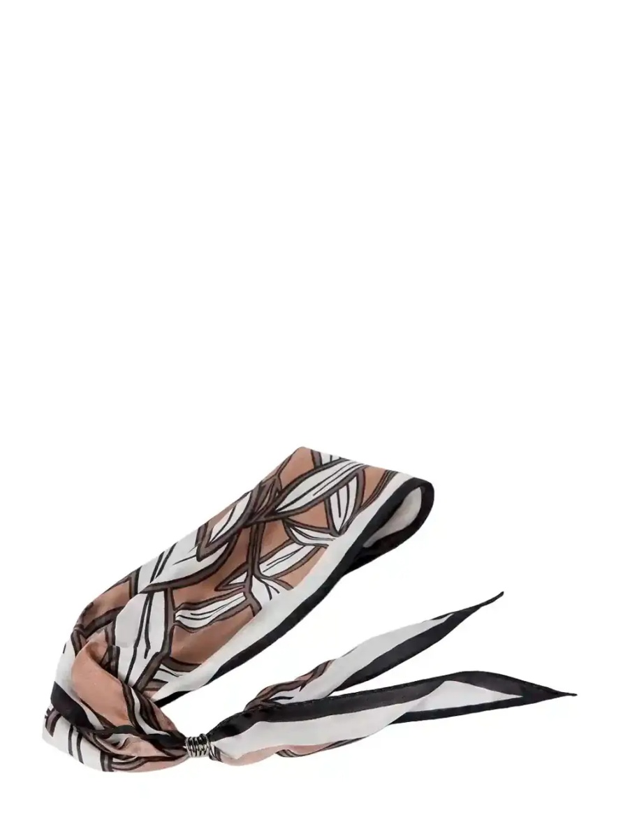 Esarfa Brown scarf with all-over motif in silk for women - Img 2