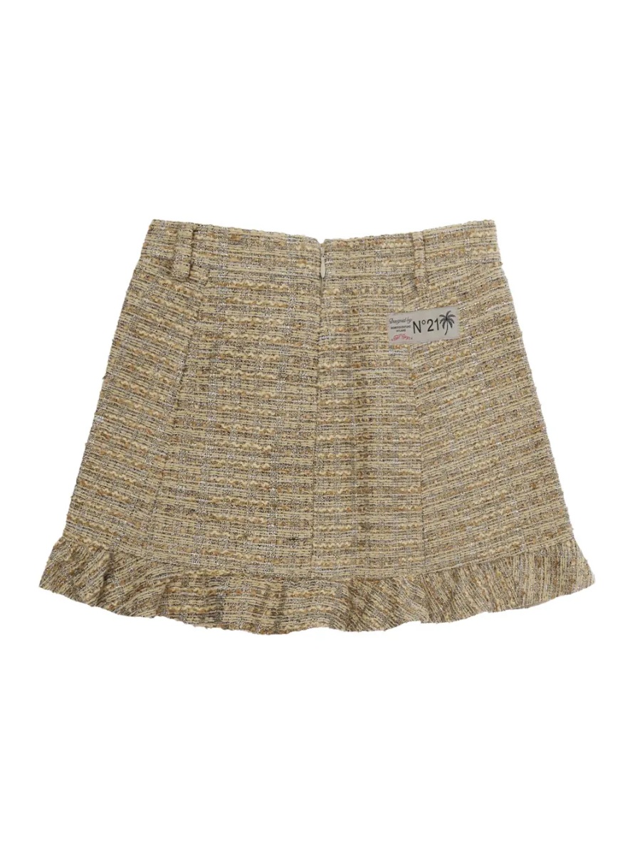 Fusta beige Skirt with logo patch on the front in Tech Fabric and wool for Girl - Img 2