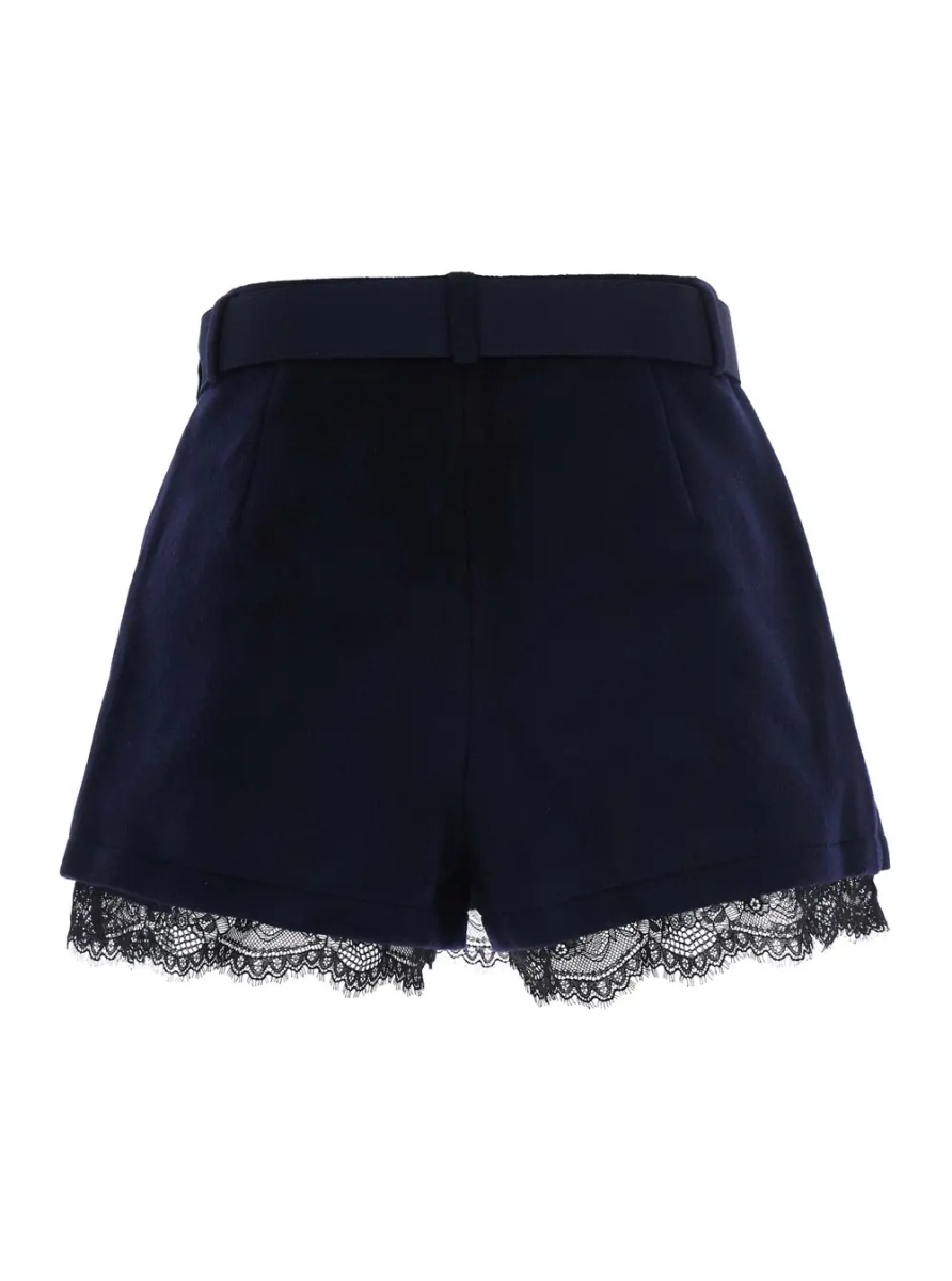 Fusta Blue wool skort with lace and pockets for women - Img 2