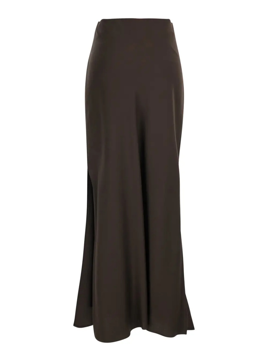 Fusta Brown Skirt with Pull-On Design and Two Side Slits in Viscose Blend Women - Img 2