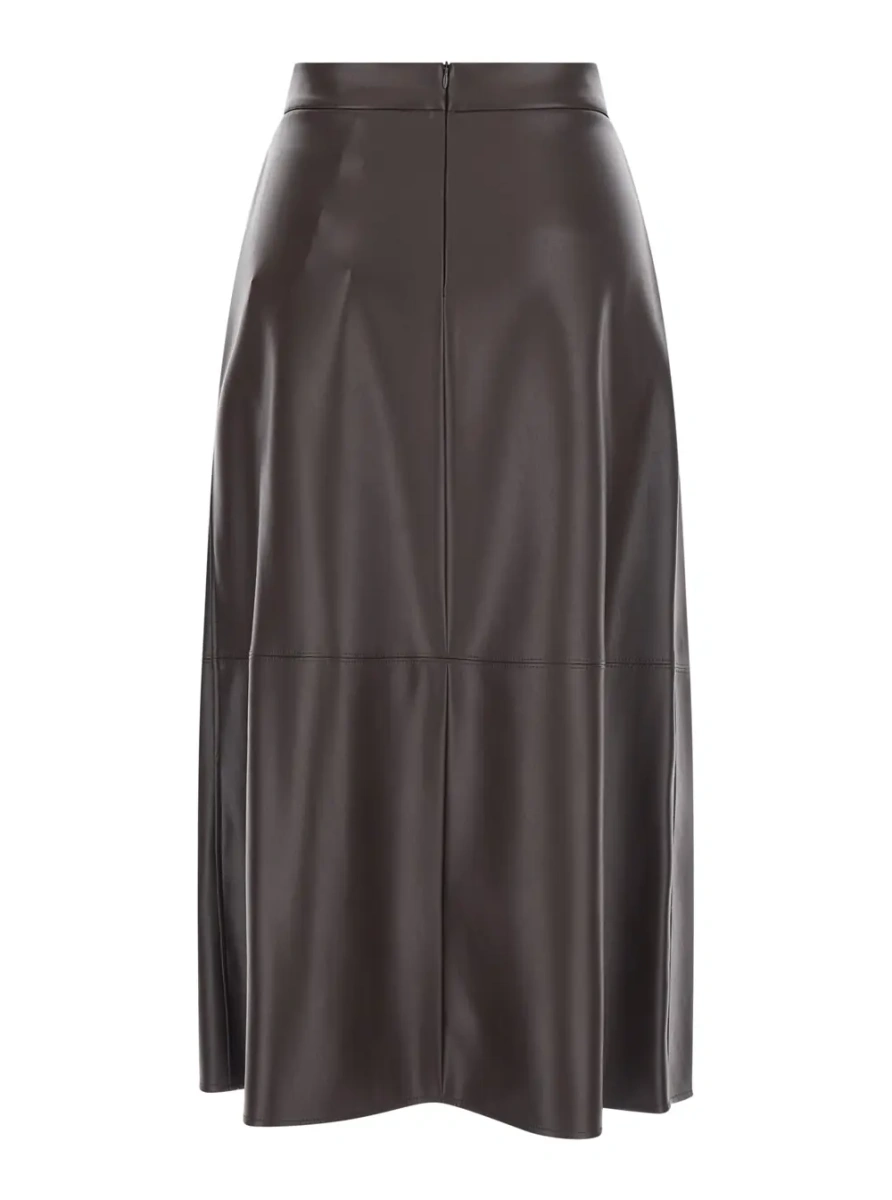 Fusta Brown women's leather-effect jersey skirt in Tech Fabric - Img 2