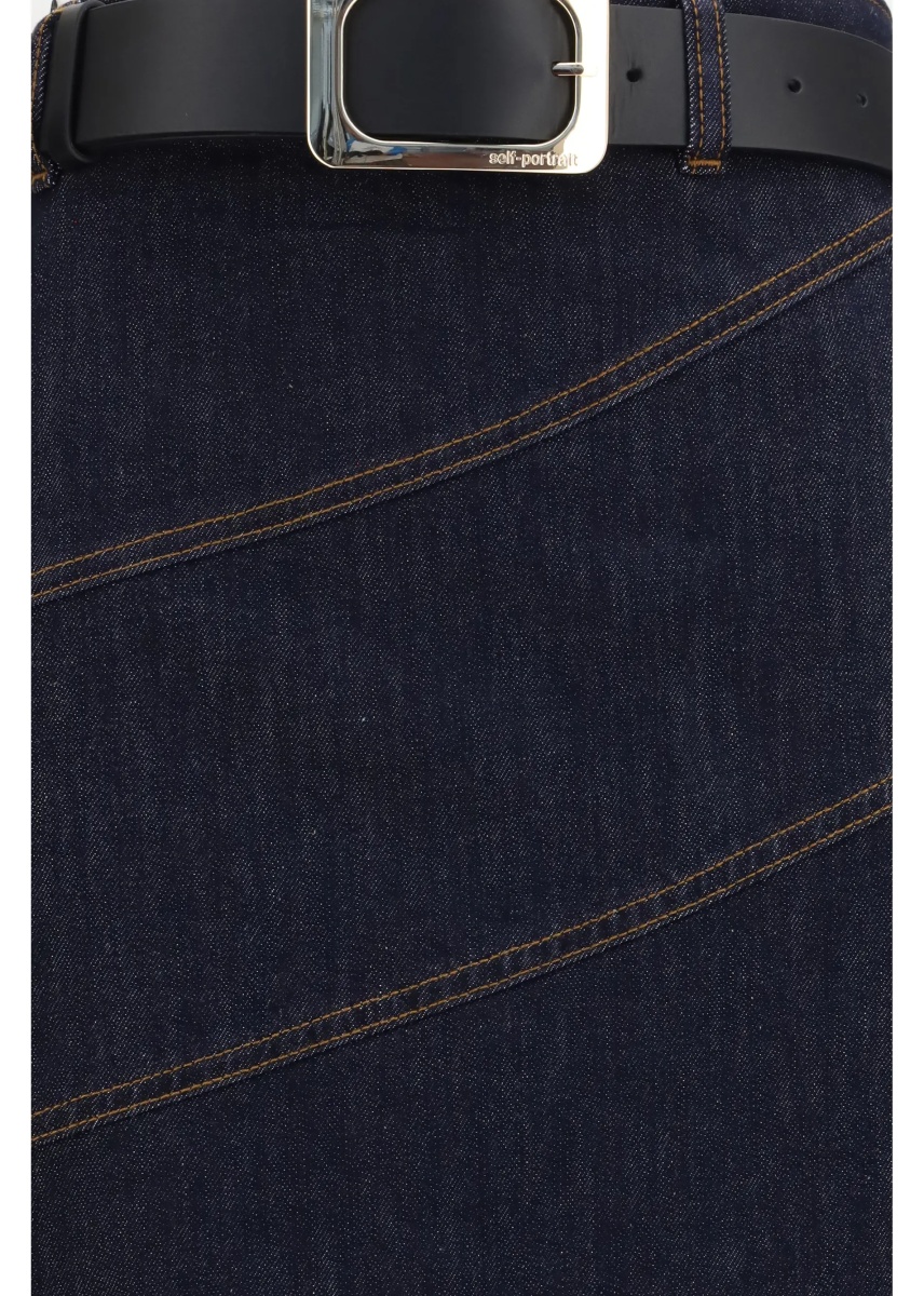 Fusta Denim midi Skirt with belt - Img 3