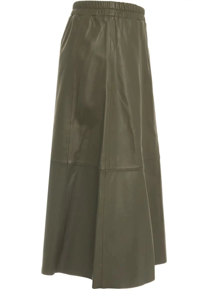 Fusta lunga Oakwood verde din piele - Img 3